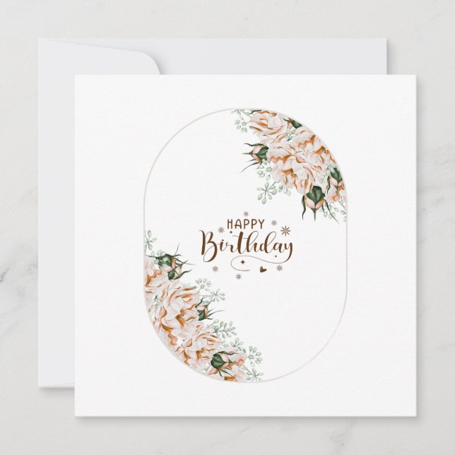 Eleganta Rosor Vattenfärg Blommig FödelsedagsKort  Kort (Framsida)