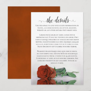 Eleganta Rost Orange Romantiska Ros Bröllopsdetalj Tilläggskort