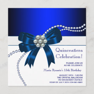 Eleganta Royal Blue Quinceanera-inbjudningar Inbjudningar