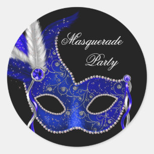 Eleganta Royal Navy Blue Maskeradfest Klistermärke