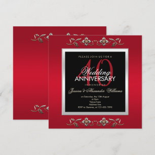 Eleganta Ruby Jewels 40-års bröllopsjubileum Inbjudningar