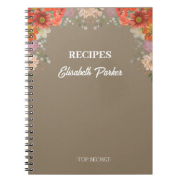 Eleganta rustika blomköksrecept anteckningsbok