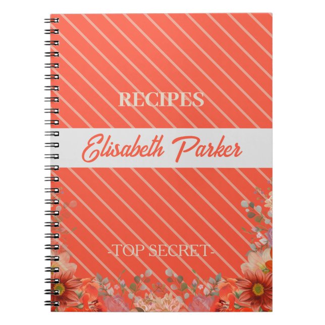 Eleganta rustika blomköksrecept anteckningsbok (Framsidan)