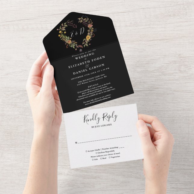 Eleganta rustika blommiga detaljer RSVP Bröllop (Avrivbar del)