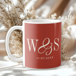 Eleganta rustika initial brudpar kaffemugg