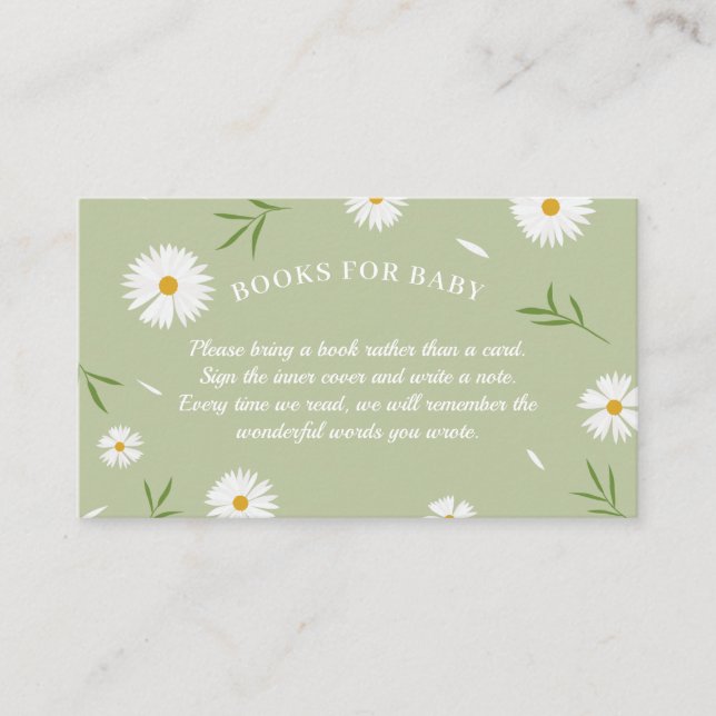 Eleganta Sagegröna Babyshowerböcker för Bebis Tilläggskort (Framsida)