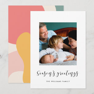Eleganta säsongsönskningar Familjefoto Julkort