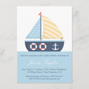 Eleganta segelbåt Marina Baby Shower-inbjudningar Inbjudningar