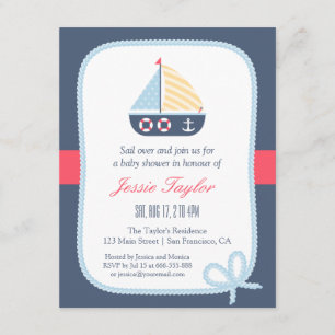 Eleganta segelbåt Navala Baby Shower-inbjudningar Inbjudningar