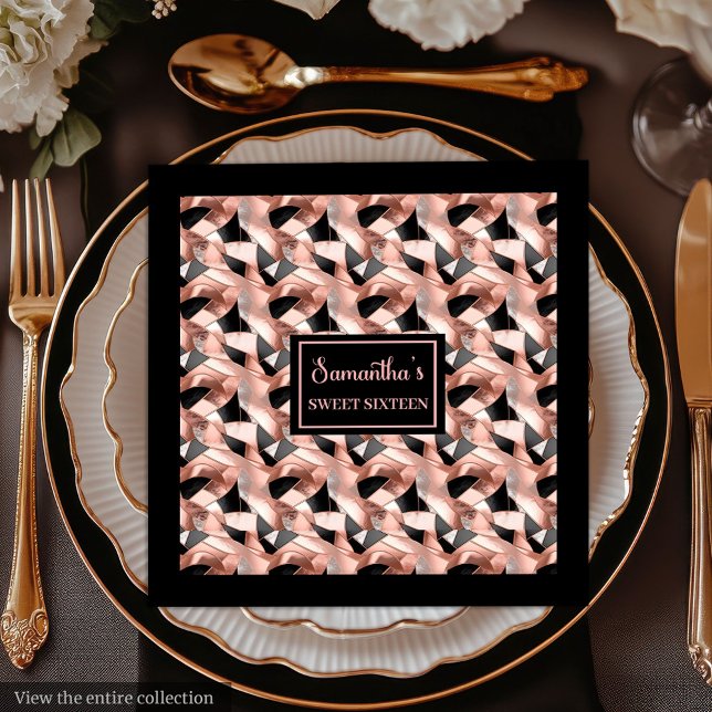 Eleganta servetter Rosa guld glitter Bordsaccent (Elegant Napkins Rose Gold Glitter Table Accent)