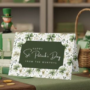 Eleganta Shamrock Vattenfärg Glad St. Patrick's Kort
