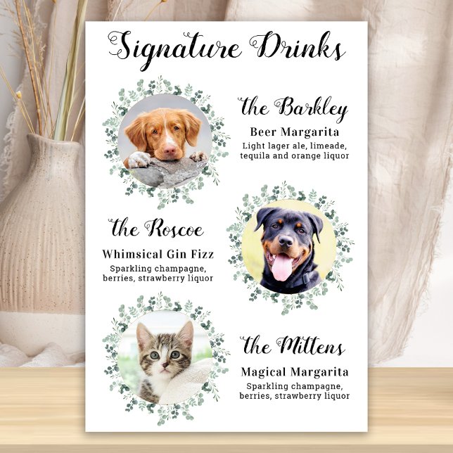 Eleganta signatürdrickor Husdjur Bröllop Hund 3 Fo Poster (Skapare uppladdad)