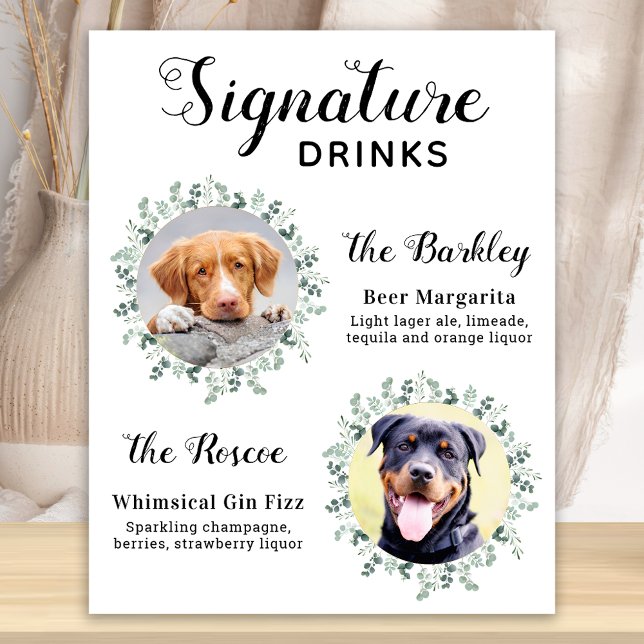 Eleganta signaturdrycker Husdjur Bröllop Hund 2 Fo Poster (Skapare uppladdad)