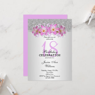 Eleganta Silver & Belladonna Liljor 18-årsdag Inbjudningar