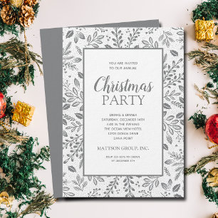 Eleganta Silver Botanicals Julfest Inbjudningar