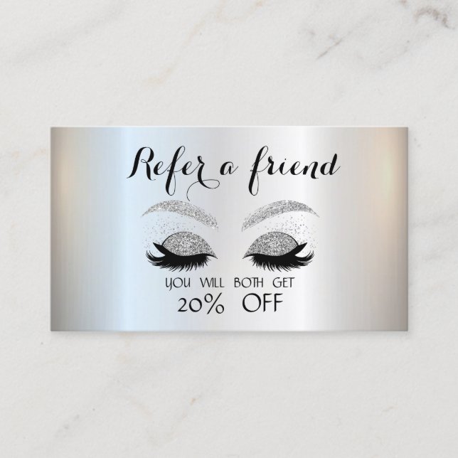 Eleganta Silver Glitter Ögonfransar  Rekommendatio Rabattkort (Framsida)