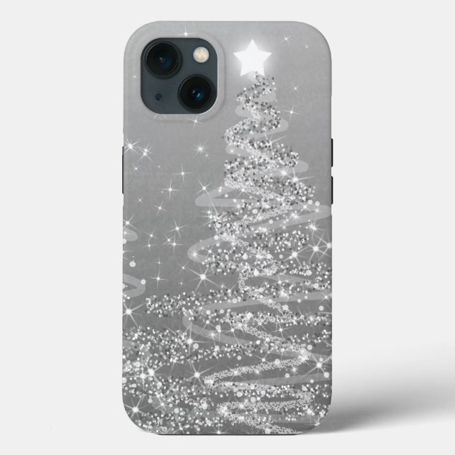 Eleganta Silver Jul Glittrande Träd (Baksida)