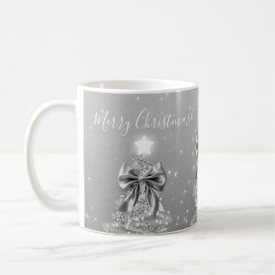 Eleganta Silver Julträd med slingor Kaffemugg
