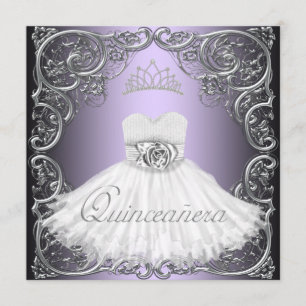 Eleganta silver lila Quinceanera-inbjudningar Inbjudningar