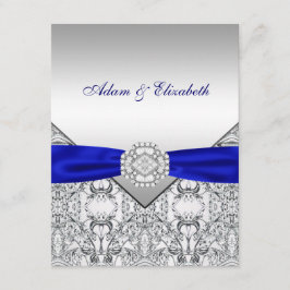 Eleganta silver- och kungblå bröllopsinbjudningar inbjudningar
