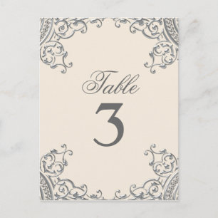 Eleganta silverbeige bröllopsbordskort vykort