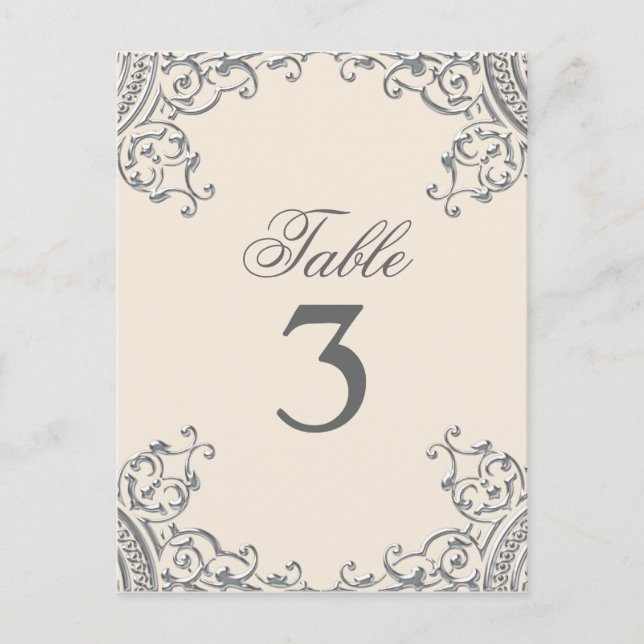 Eleganta silverbeige menykort för bröllop vykort (Framsida)