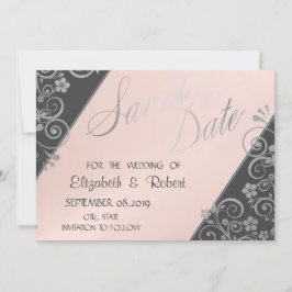 Eleganta Silverglitter Blommor Spara Datum Datumet