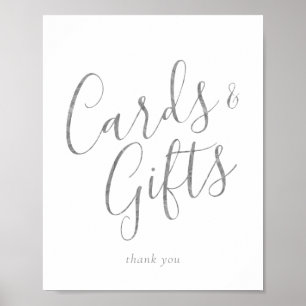 Eleganta silverkaligrafikort och gåvotschild poster