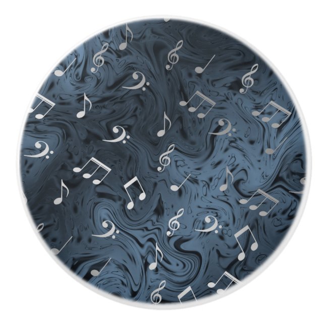 eleganta silvermusiknoter i blått knopp (Framsidan)