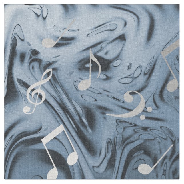 eleganta silvermusiknoter i blått tyg (Närbild)