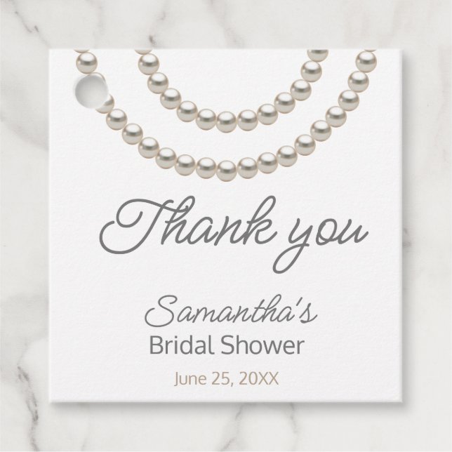 Eleganta silverpärlor bröllopsdusch presentkort gåvor etiketter (Framsida)