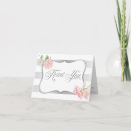 Eleganta silverränder Rosa Hortensia Tack Kort