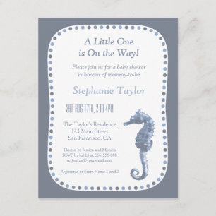 Eleganta sjöhästar havet baby shower inbjudan