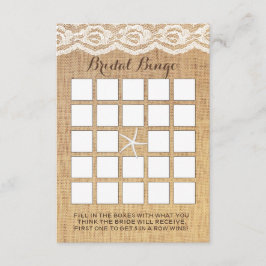 Eleganta sjöstjärna Spets & Jute Bröllop Bingo Kor