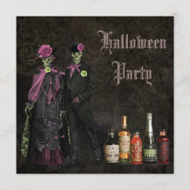 Eleganta skelett & gifthalloween fest inbjudningar