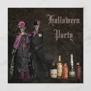 Eleganta skelett & gifthalloween fest inbjudningar