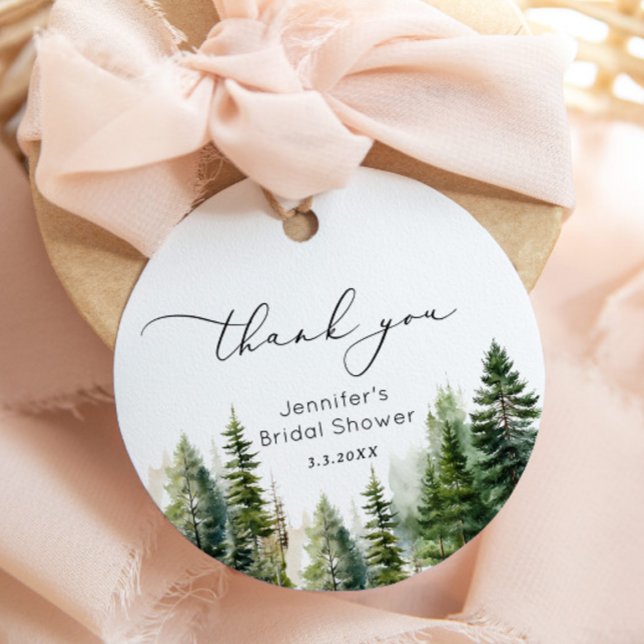 Eleganta skogstallar bröllop tack gåvor etiketter (Skapare uppladdad)