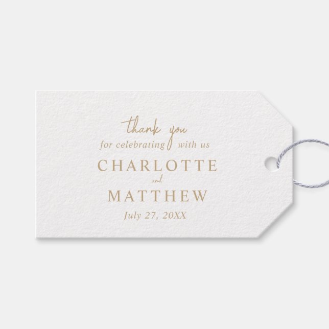 Eleganta skript tack bröllopsgåvor etiketter (Framsidan (Horisontell))