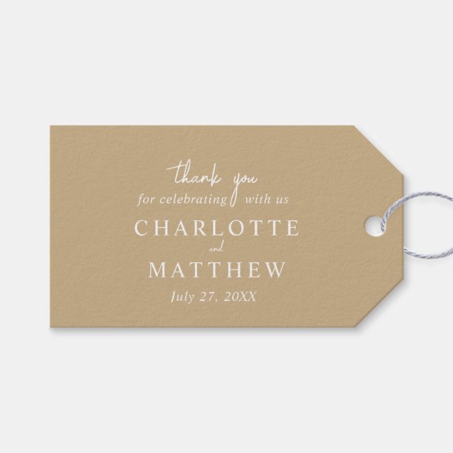 Eleganta skript tack bröllopspresentkort presentetikett (Framsidan (Horisontell))
