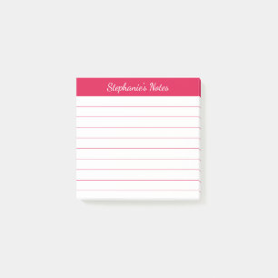 Eleganta skriptlappar körsbärsröda linjerade post-it block