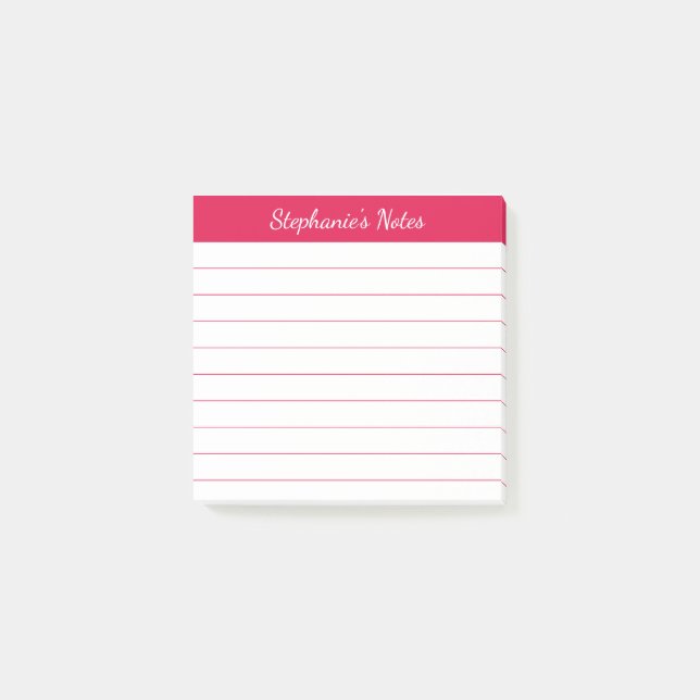 Eleganta skriptlappar körsbärsröda linjerade post-it block (Framsida)