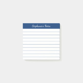 Eleganta skriptlappar Navyblå linjerade Post-it Block