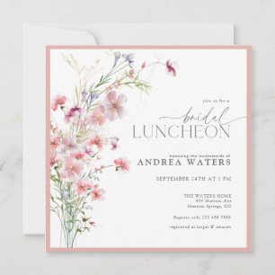 Eleganta Små Rosa Blommor Bröllops Luncheon Inbjudningar