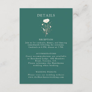 Eleganta smaragdgröna blommande bröllopsdetaljer  tilläggskort