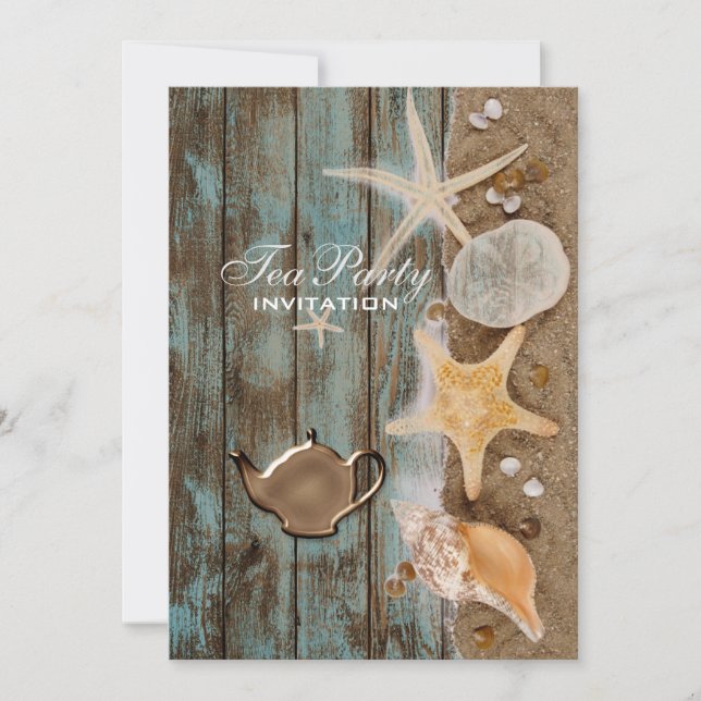 eleganta snigelskalor strand bröllopsdusch teparty inbjudningar (Framsida)