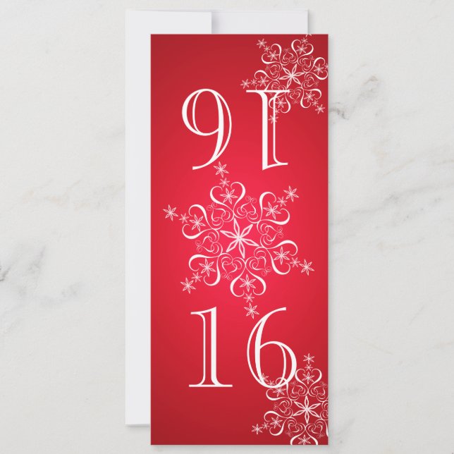 Eleganta snöflingor Röda 2 Bordskort (Framsida)