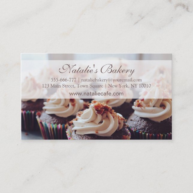 Eleganta snygga cupcakes Bageri Visitenkort Visitkort (Framsida)