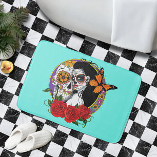 Eleganta sockerrullar Monark röda rosor Art Nouvea Badrumsmatta