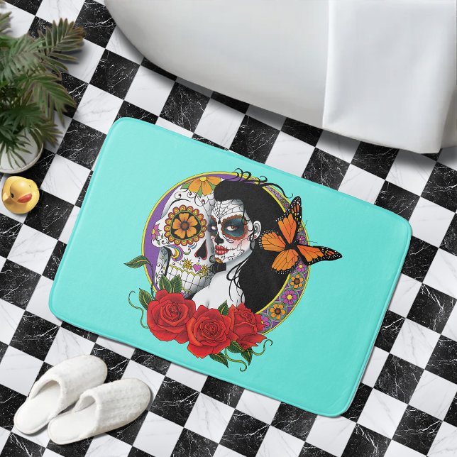 Eleganta sockerrullar Monark röda rosor Art Nouvea Badrumsmatta (Skapare uppladdad)