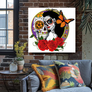 Eleganta sockerrullar monark röda rosor Art Nouvea Poster